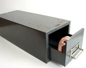 Vintage Industrial Steelmaster Metal Card Drawer with Handle (Large) - Industrial Decor, Storage