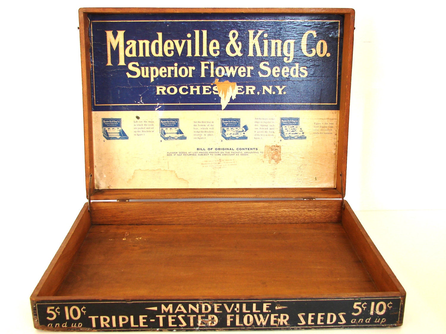 Vintage Mandeville & King Co. Flower Seed Countertop Display Box (Large) - Home Decor, Storage, Spring Garden