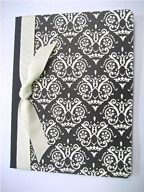 Altered Compostion Notebook - Black and Cream Damask