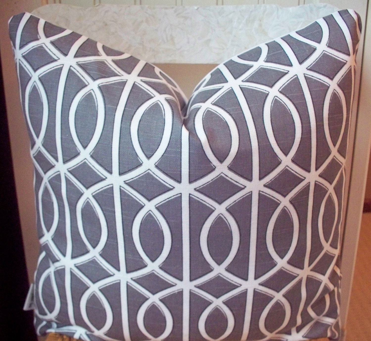 Designer Decorative Pillow Gray Black Dwell Studio Ivory 18X18 Robert Allen