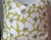 SALE Decorative Pillow Floral Citrine Green Gray 18 X 18