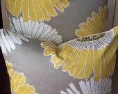 Two Decorative Pillow Sunflower Taupe Gray Gold Yellow Large Floral 18X18 Lined