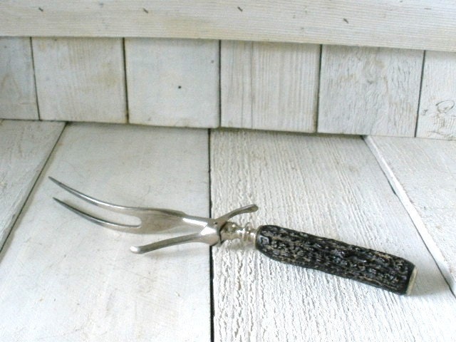 Vintage antler serving fork