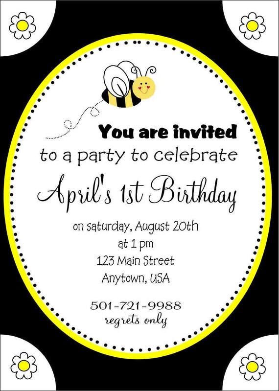 Baby's First Birthday Invitation - Bumble Bee Theme Il_570xn