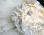 Ivory Bridal Bouquet - satin rosettes & lace