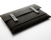 MacBook Air Sleeve / MacBook Air Case - fit macbook air 13 / anthracite felt & black leather (Anthbla)