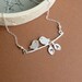 Love Birds with Initial Leaves and Sterling Chain -- Silver Necklace