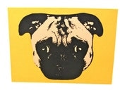 Litho-Pug Notecard  -- Great gift for a Pet-Lover -- Card and Envelope -- Ready to Gift or Use--Blank Inside