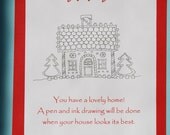 Pen and Ink Original House Drawing GIFT CERTIFICATE