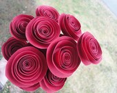 Dozen Spiral Rosette Paper Flower - Bouquet Boutonniere Centerpiece Gift Decor