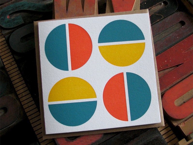 Modern Letterpress Greeting Card - Half Circles