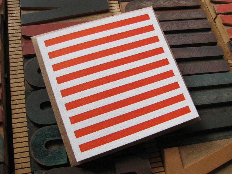 Orange Striped Letterpress Greeting Card