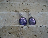 Violet and pale pink dichroic fused glass & dichroic earrings
