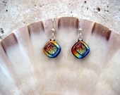 Dazzling kaleidoscope fused glass & dichroic earrings