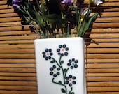 Fused glass wall vase (or pocket) with flowers