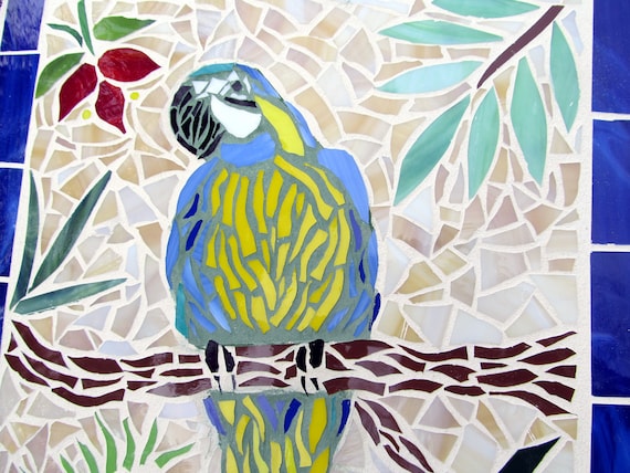 Parrot mosaic wall art