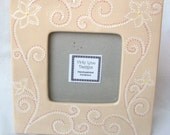Picture Frame - Ceramic Hand Painted  - Flowers, Swirls, Dots Wedding, birthday gift under 30