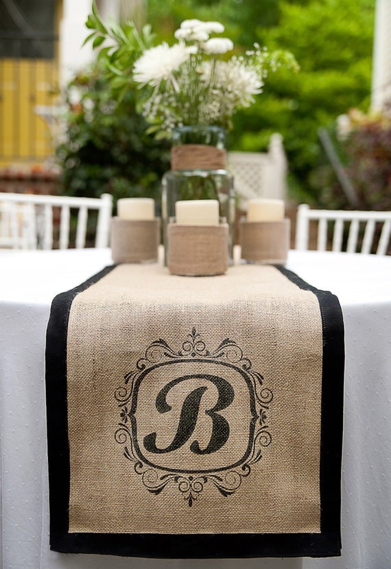 Custom Monogrammed Burlap Runners by  a southern bucket... Stunning and perfect for rustic elegant wedding or home decor.