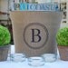 Monogram Burlap Bucket Pail for Wedding or Home....charming rustic vintage appeal personalized just for you.
