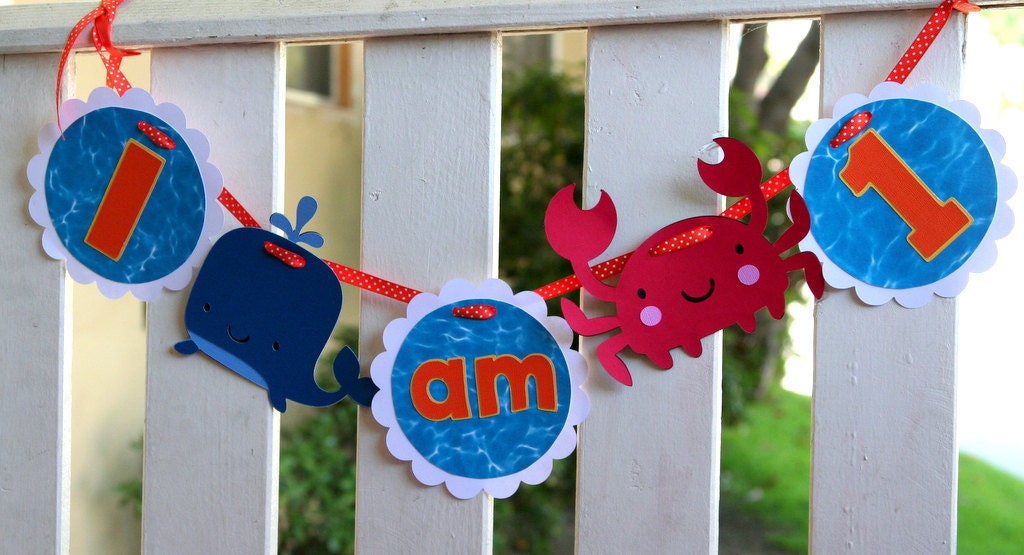 Under the Sea Crab and Whale High Chair Banner I am 1