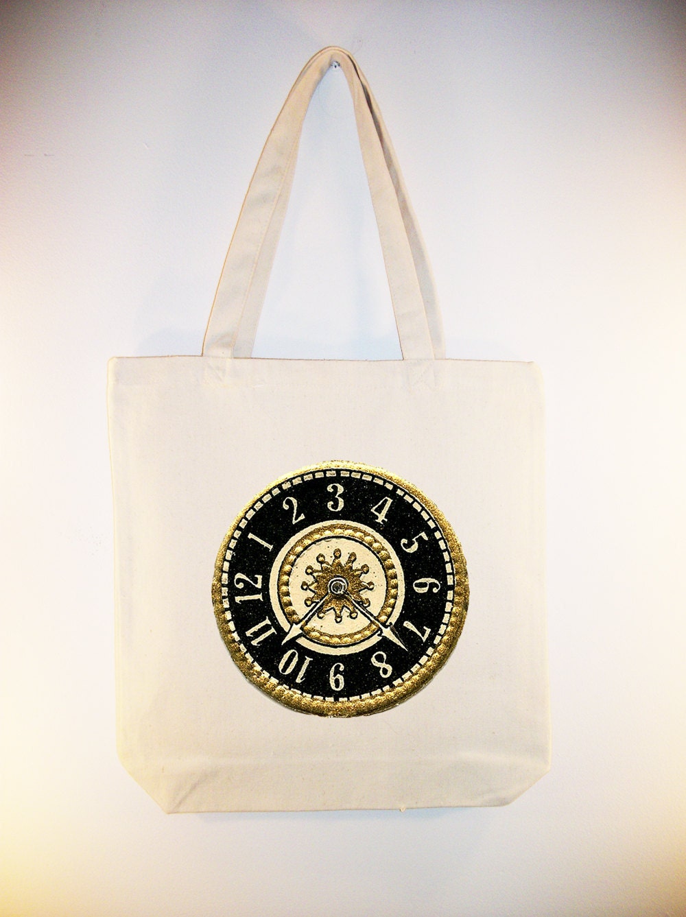 Vintage Clockface 2 Steampunk Illustration on Canvas Tote - available in other sizes