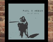Engagement Gift- Personalized  Silhouette Photo FRAMED Print - Modern Custom Photo- Great Wedding Anniversary Gift