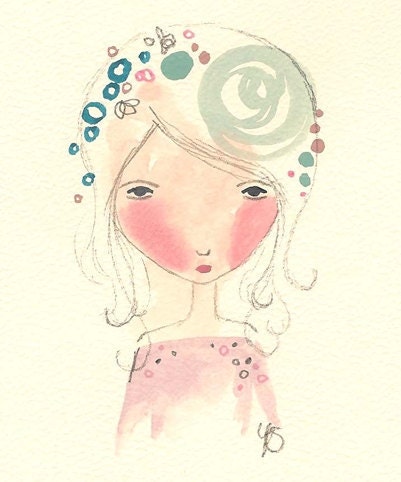 Whimsical Girl Painting, Original Illustration, A Creative Mind