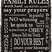 Family rules subway art typography digital print 8x10