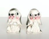Puppy Salt & Pepper Shakers - Pink, Black, White Ceramic