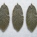 5 x Antique Bronze Brass Natural Leaf Pendant Charm Leaves