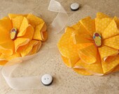 Yellow Magnetic Tie Backs Fabric Flowers
