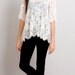 Ready to ship - Black Swan french lace scalloped tunic ivory XS