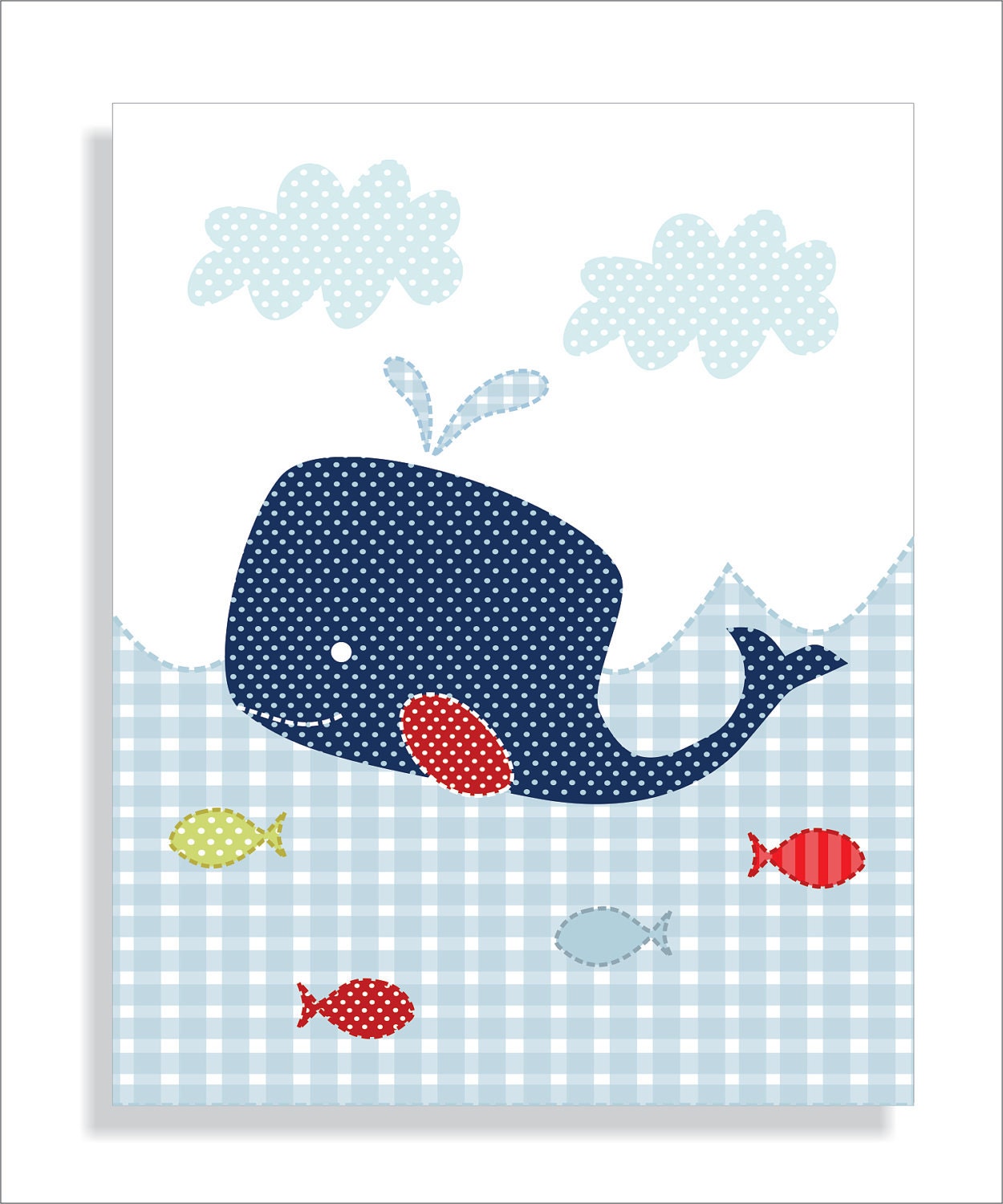 Nursery wall art, Childrens Art Prints, Baby Nursery art, Wall art for kids - Whale, Lighthouse and Tugboat, -Set of three 8x10
