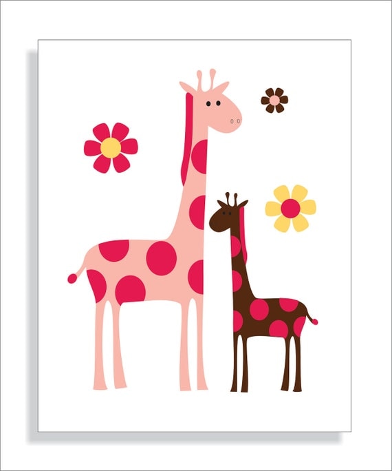Giraffe Children's Wall Art, Children's Art Print, Nursery Decor, Pottery Barn Inspired- Set of three 8x10
