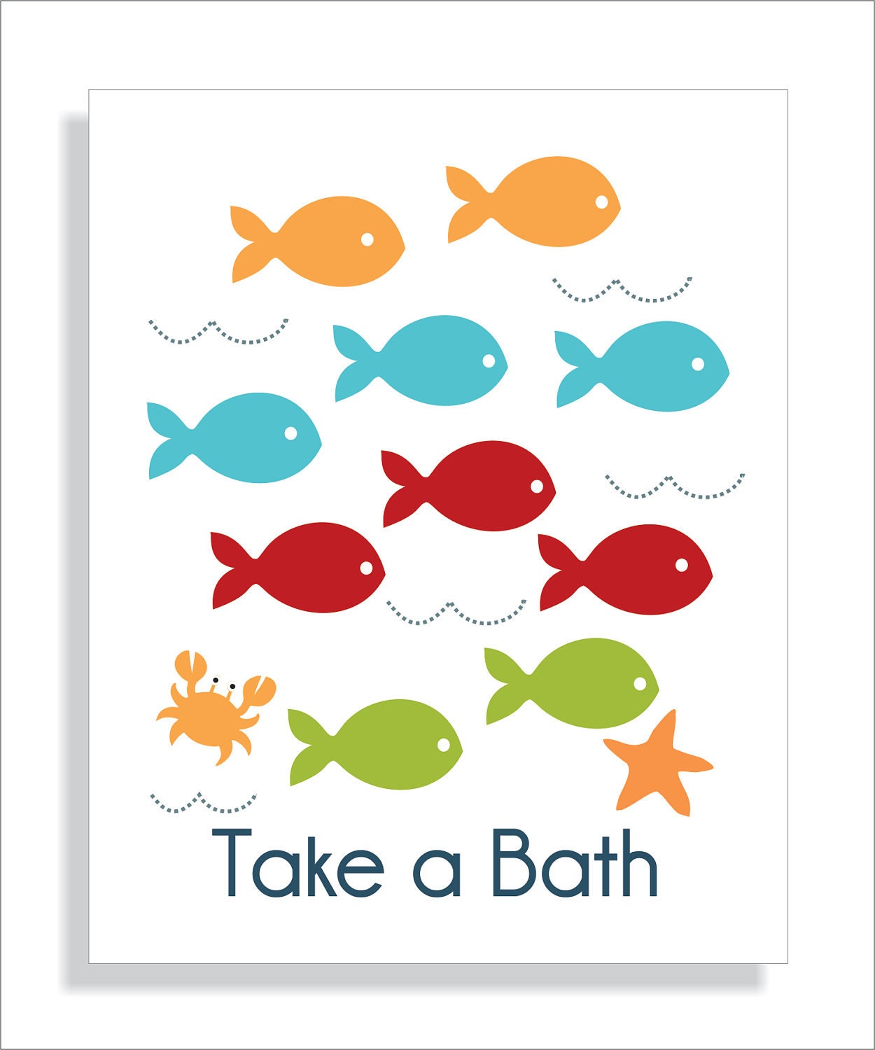 Fish, Octopus and Whale Children's Wall Art, Kid's Bathroom, Bathroom Decor, Children's Art Print, Nursery Decor- Set of three 8x10