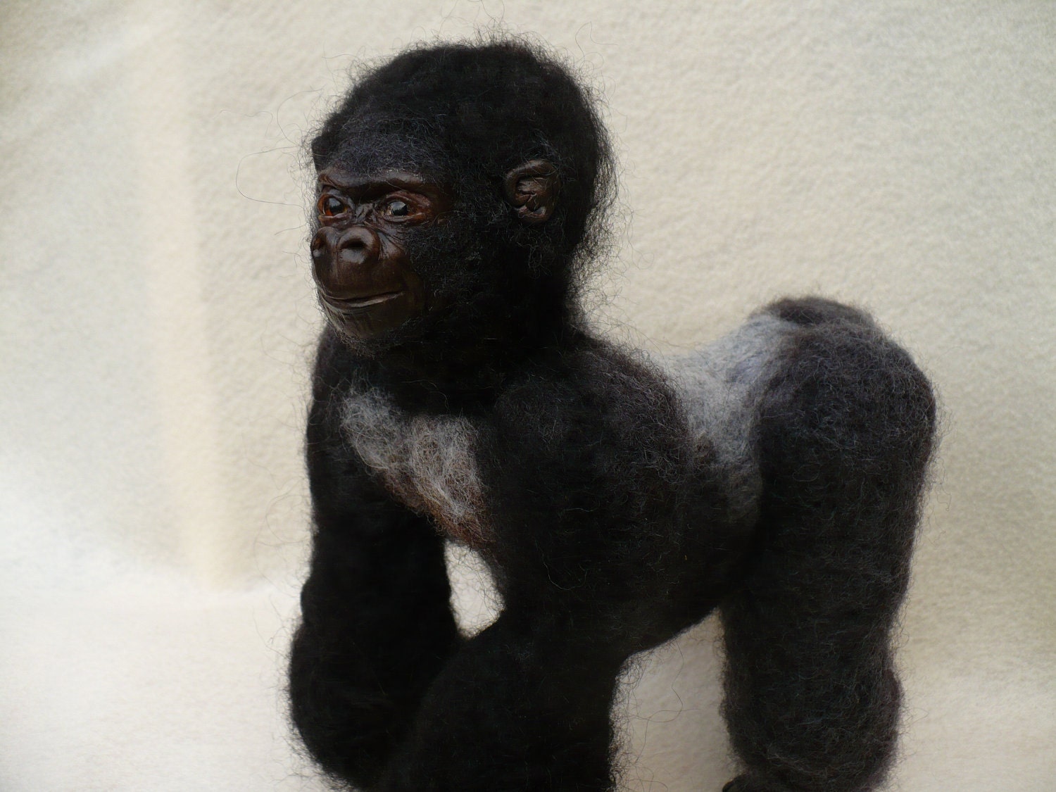 Needle felted, polymer clay gorilla, ape, silverback, monkey, chimpanzee OOAK