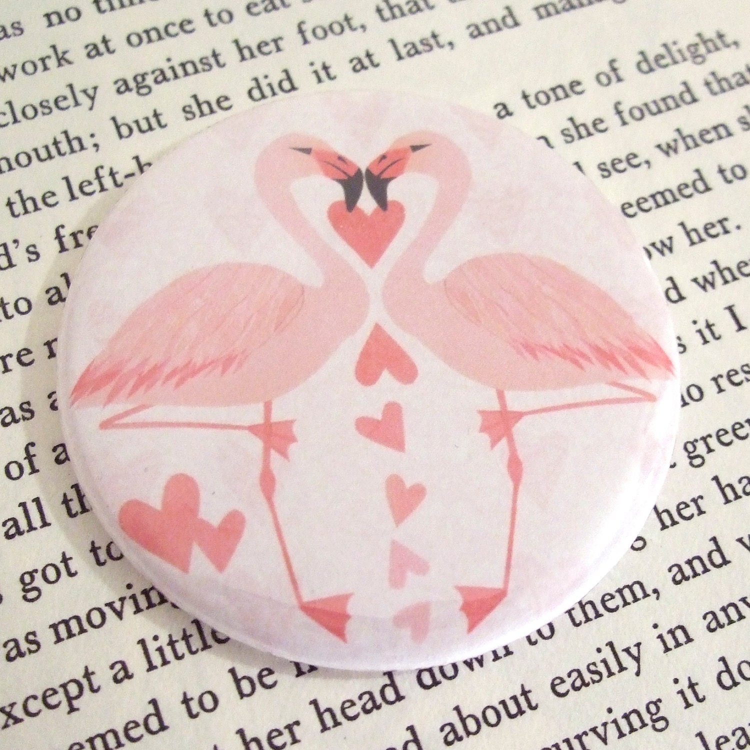 Pocket Mirror - Flamingo Love.
