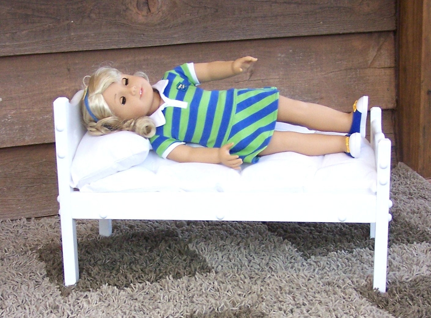 American Girl Doll Single White Bed