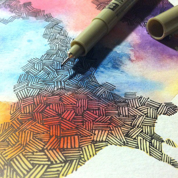 WHENEVER abstract watercolor art print in multicolor