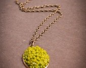 Elegant green necklace. Oval pendant, with glass cabochon. Handmade art jewelry