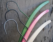 Wooden Hangers Instant Collection Painted Set of 3 Bare Ends Green White Pink