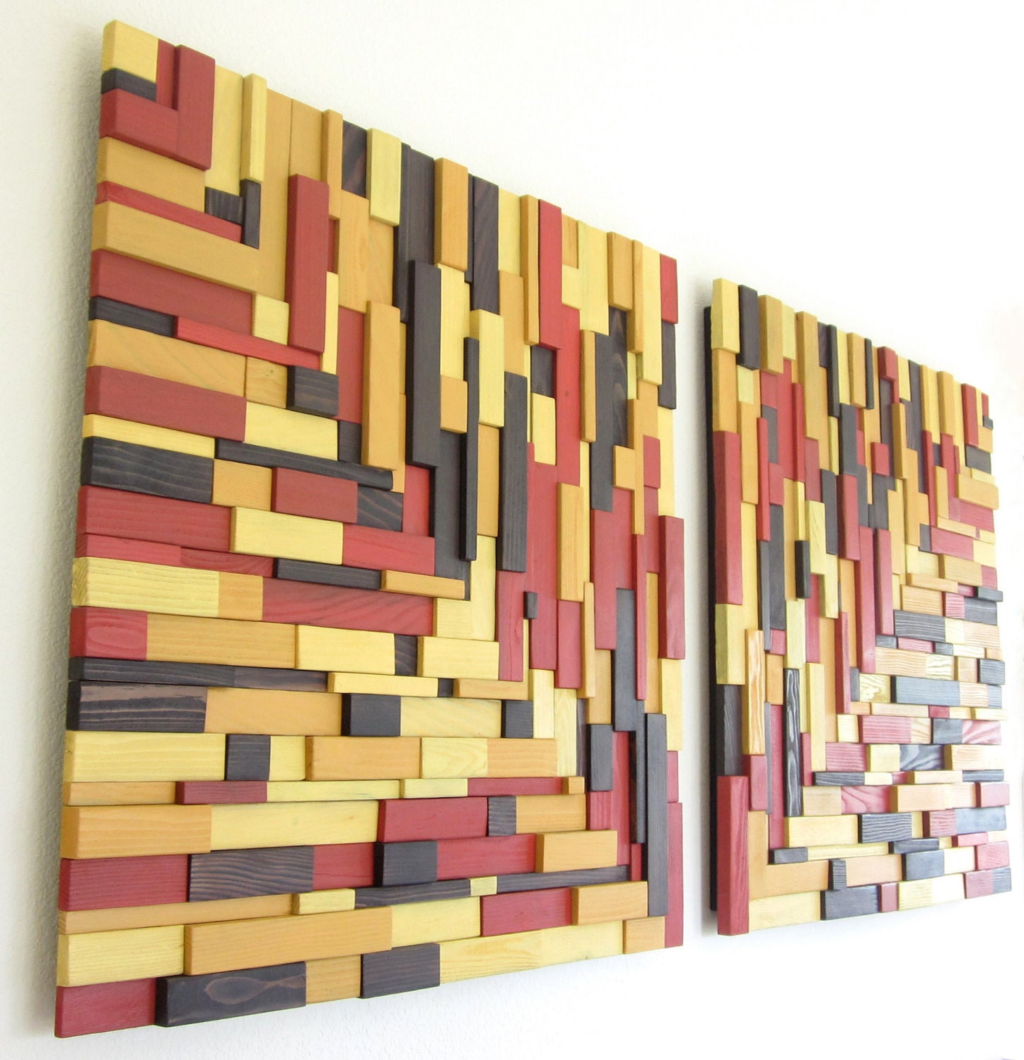 Rustic Modern Wall Art, Reclaimed Wood Wall Art, "Autumn Leaves"