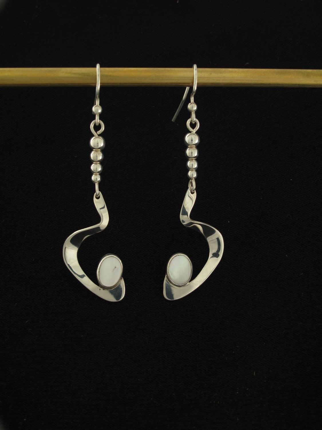 Silver Drop Twists with Mother of Pearl