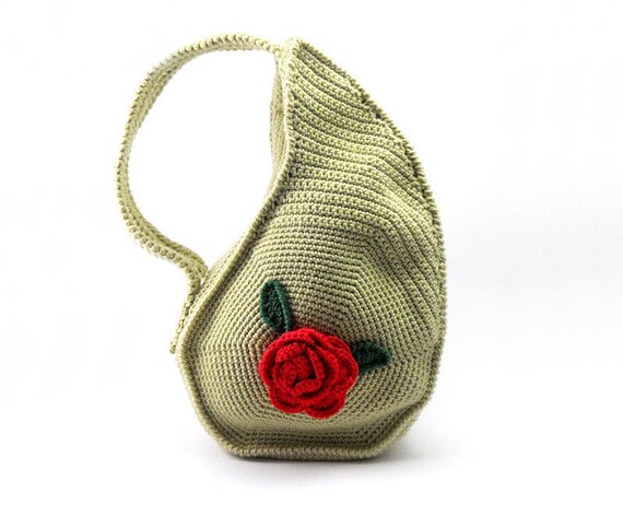 Crochet Teardrop Handbag Olive Summer Purse Paisley Bag Unique Flower Purse Trendy Women's Bag - CB0016 - Aimarro