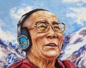 Limited edition hand painted and signed DJ Dalai Lama card