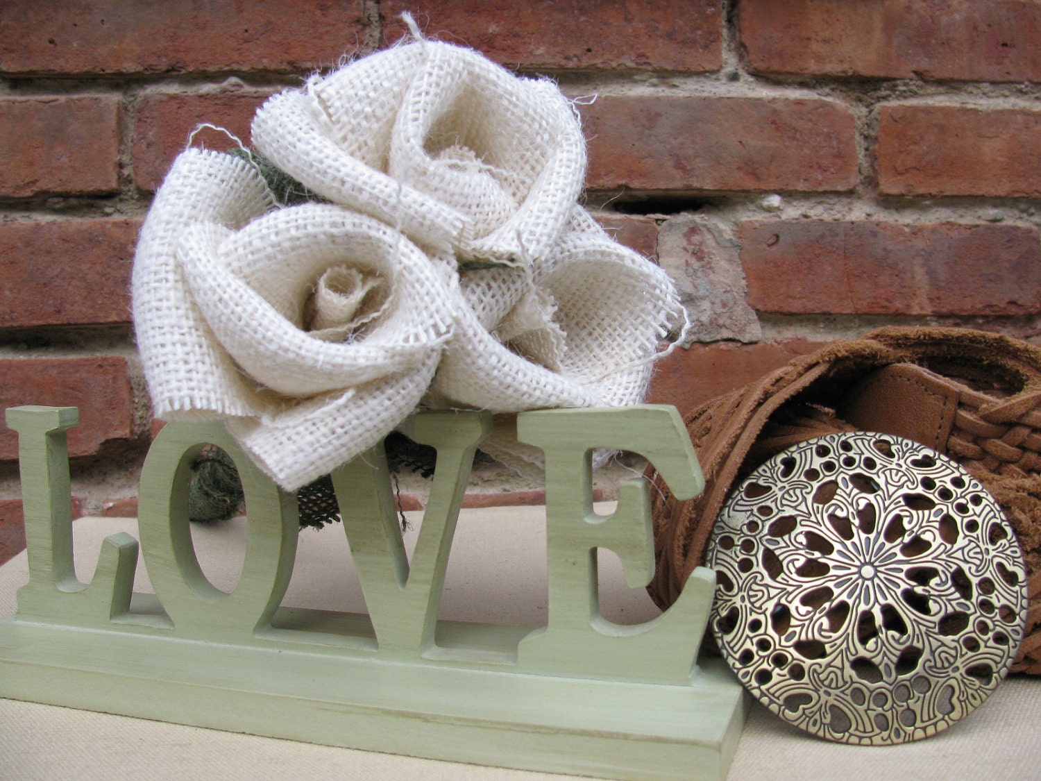Burlap Rose Bouquet Handmade Flowers Rustic Wedding