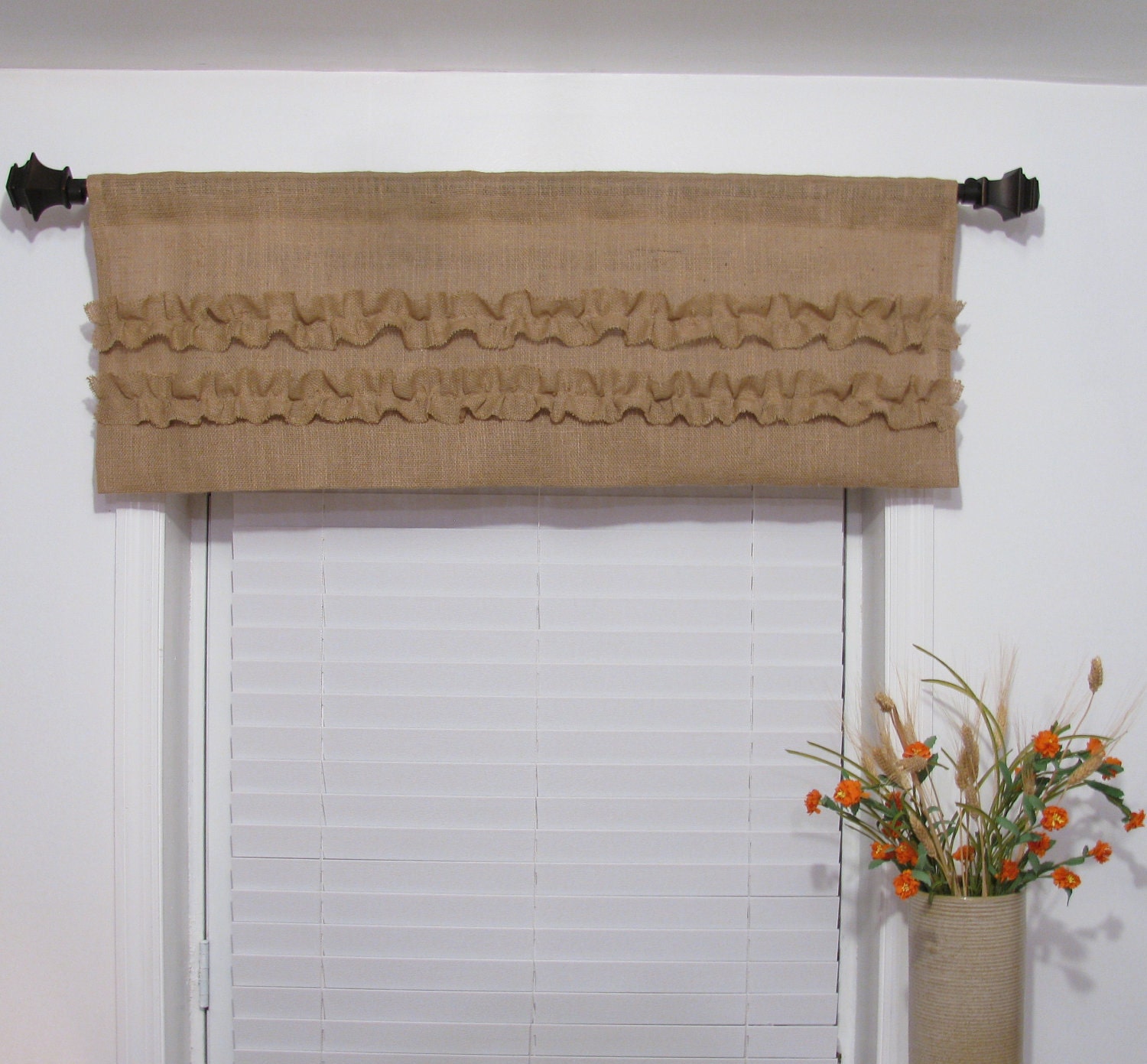 Window Treatments Burlap Valance Ruffled Rustic Curtain