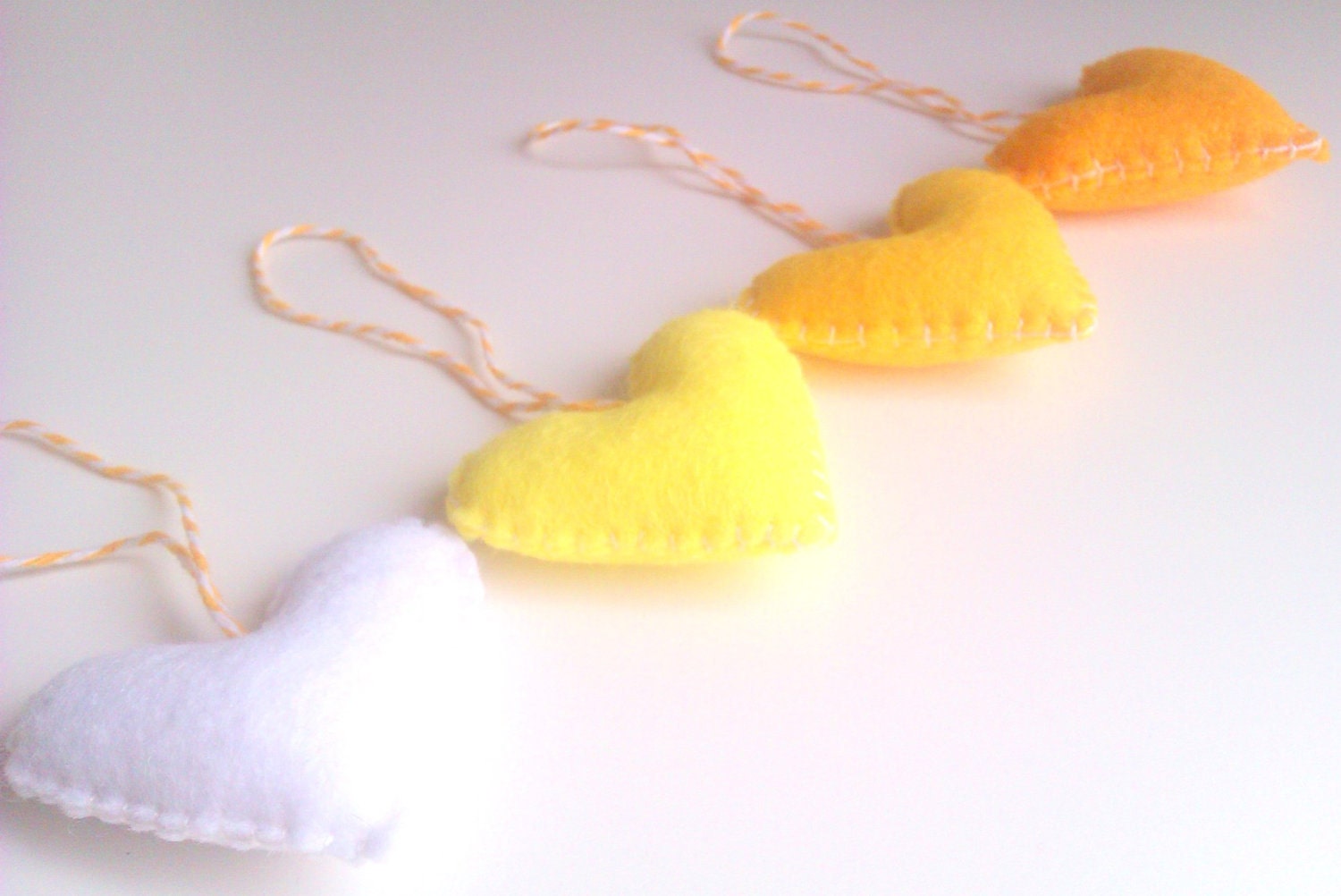 Wedding/party Hearts Decorations - Yellow shades, white - Set of 4 - Ornaments/favors/decor/gifts Il_570xn