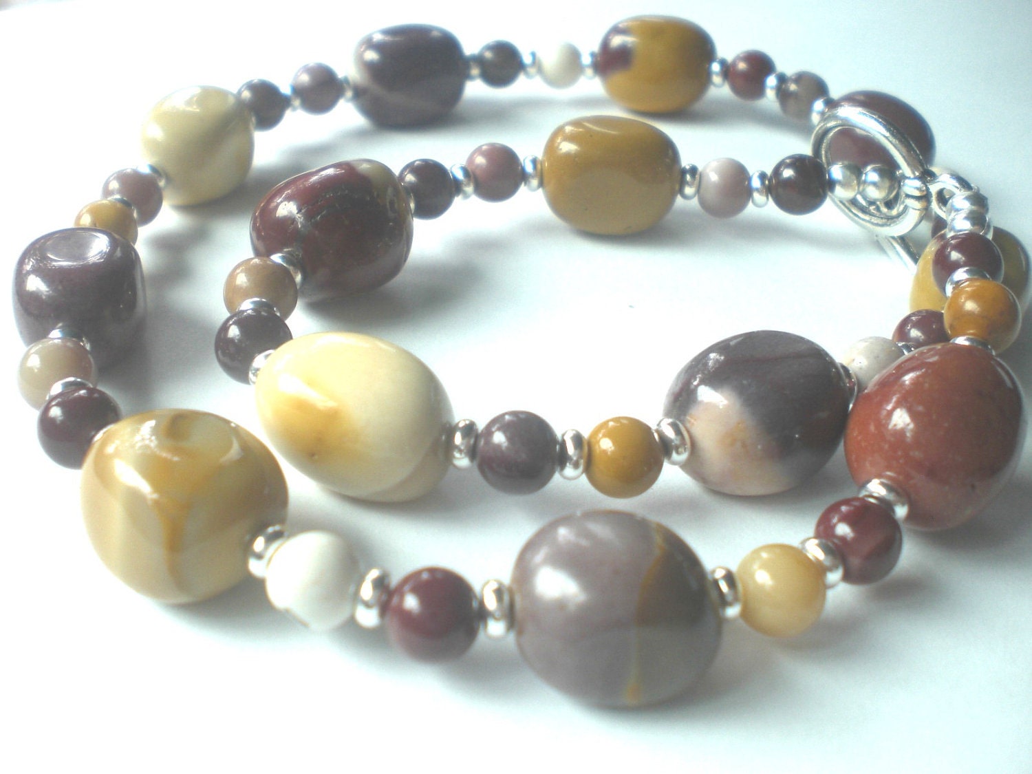 Earth Tone Necklace Multicolor Moukaite Beaded Chunky Necklace