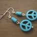 Turquoise Hippie Boho Peace Sign Earrings
